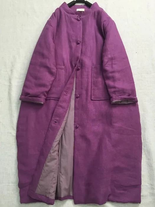 Nuovo Giubbotto Invernale da Donna in Cotone Stile Cinese con Bottoni, Imbottito e Lungo, a Maniche Lunghe