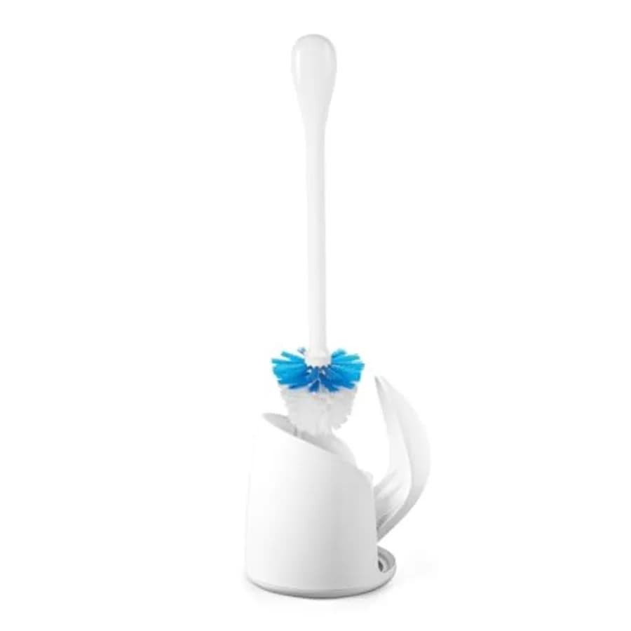 Curated Picks Good Grips Compact Toilet Brush and Canister, Toilet Bowl Brush and Holder with Automatic Canister Door, Bathroom