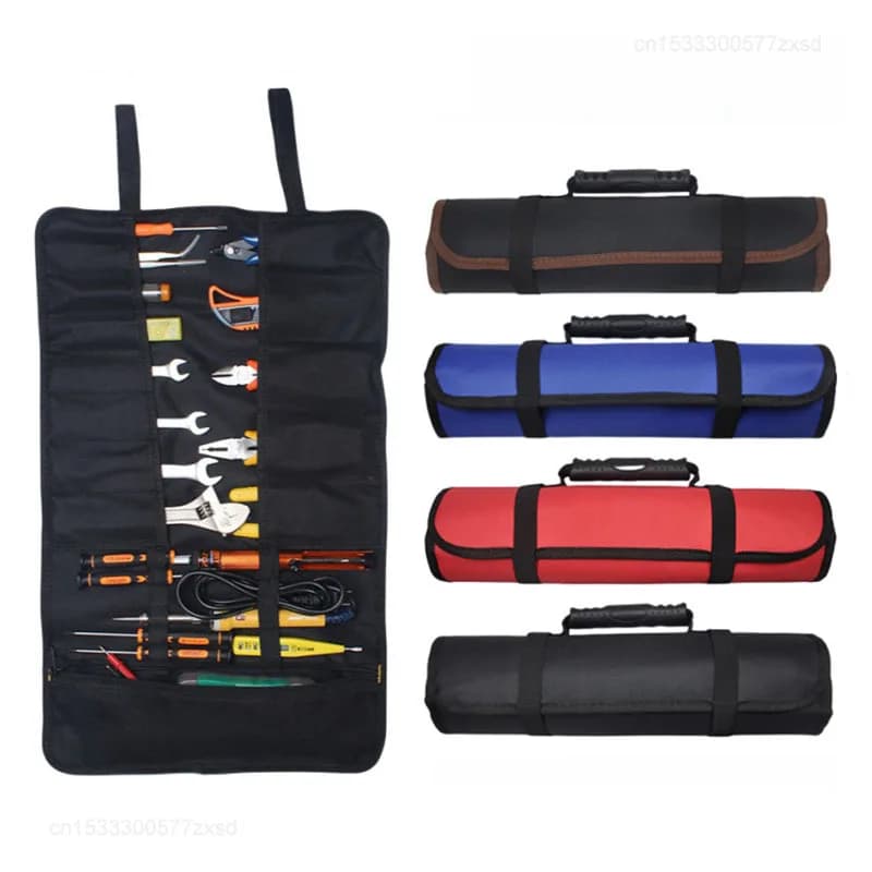 22 tasche multiple in tela Oxford con chiave pieghevole, borsa per attrezzi, borsa per attrezzi da elettricista, borsa per attrezzi da elettricista con rullo a mano impermeabile