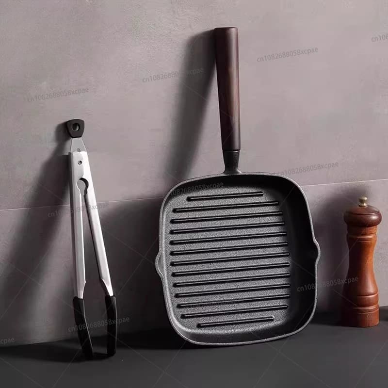 Padella in ghisa non rivestita per bistecche, set speciale per bistecche