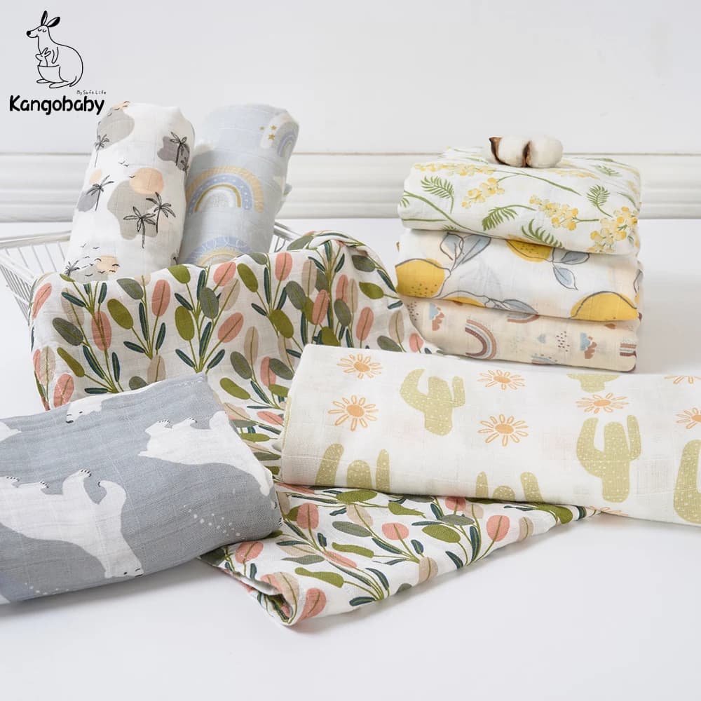 Kangobaby # My Soft Life # nuovo Design Bamboo Cotton mussola Swaddle coperta per neonati copertura per allattamento Super confortevole avvolgente per neonati