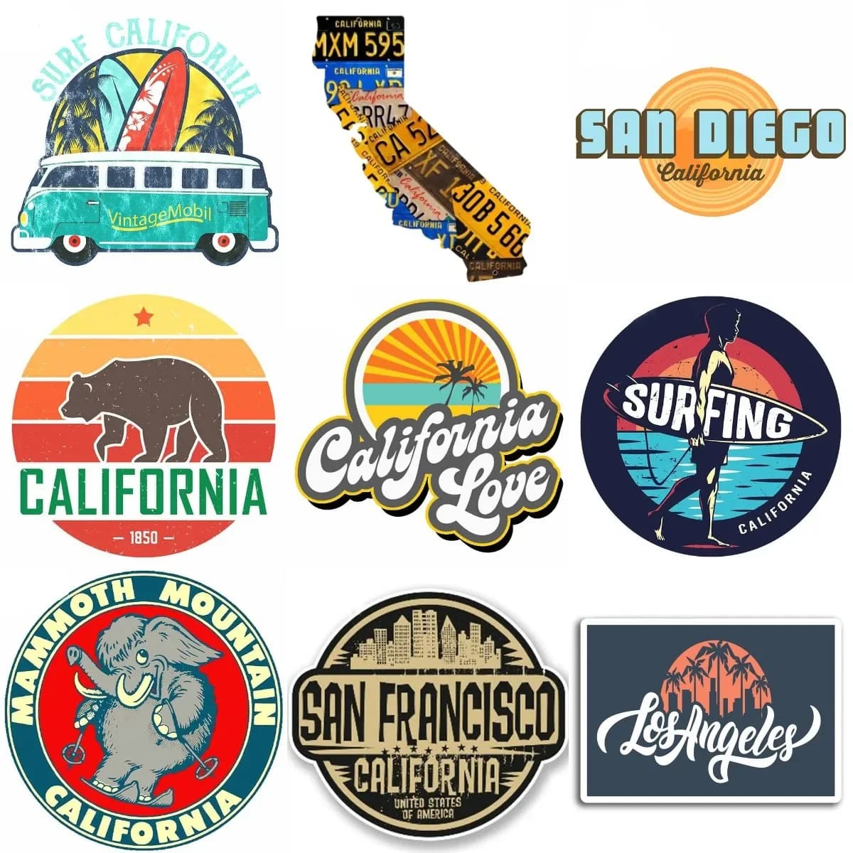 Emblema della bandiera della California Accessori creativi in PVC Adesivi per decorare la finestra del casco fuoristrada del motociclo del tavolo dell'auto Suv della bicicletta