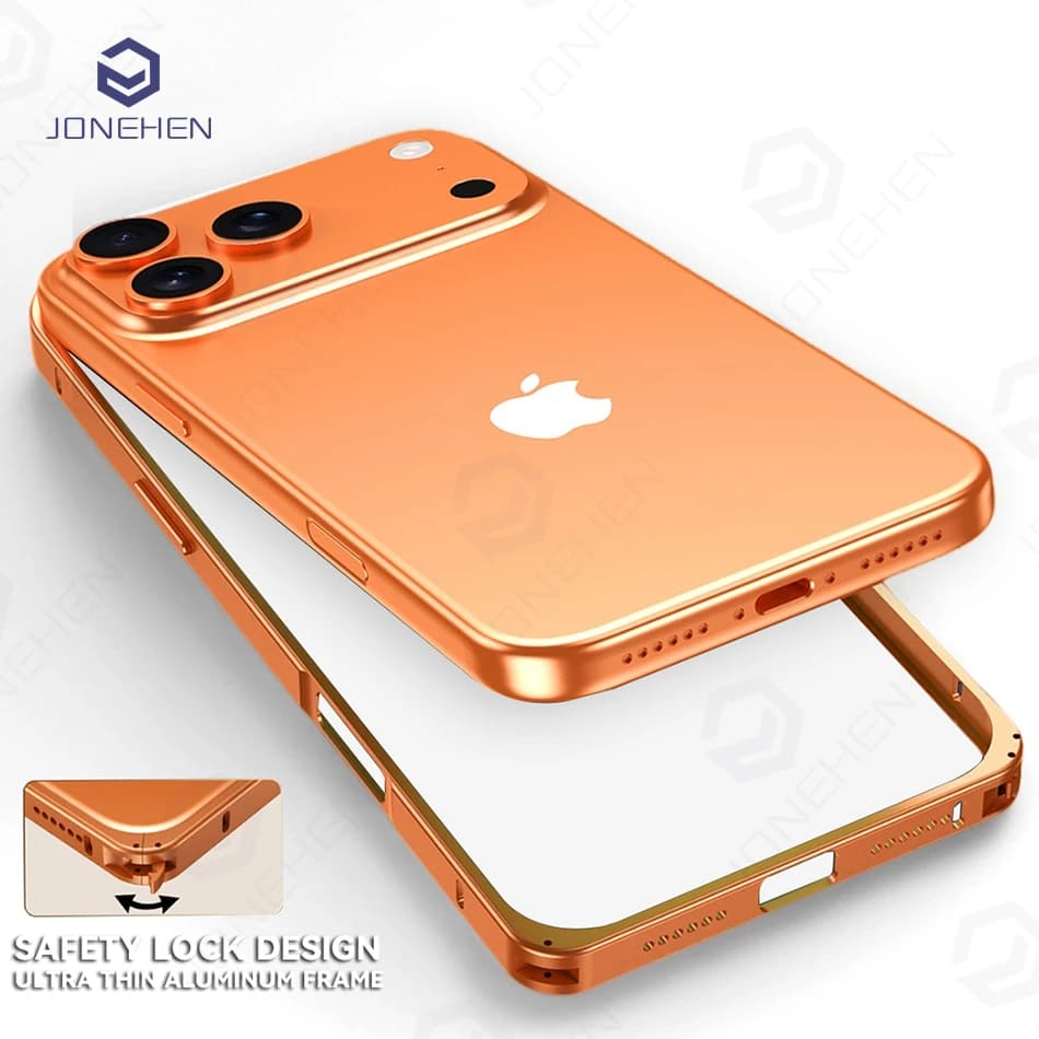 Light Aluminum Metal Frame Thin Case Bumper For iPhone 17 Air 12 13 14 15 16 Pro Max Alloy Titanium Protective Back Accessories
