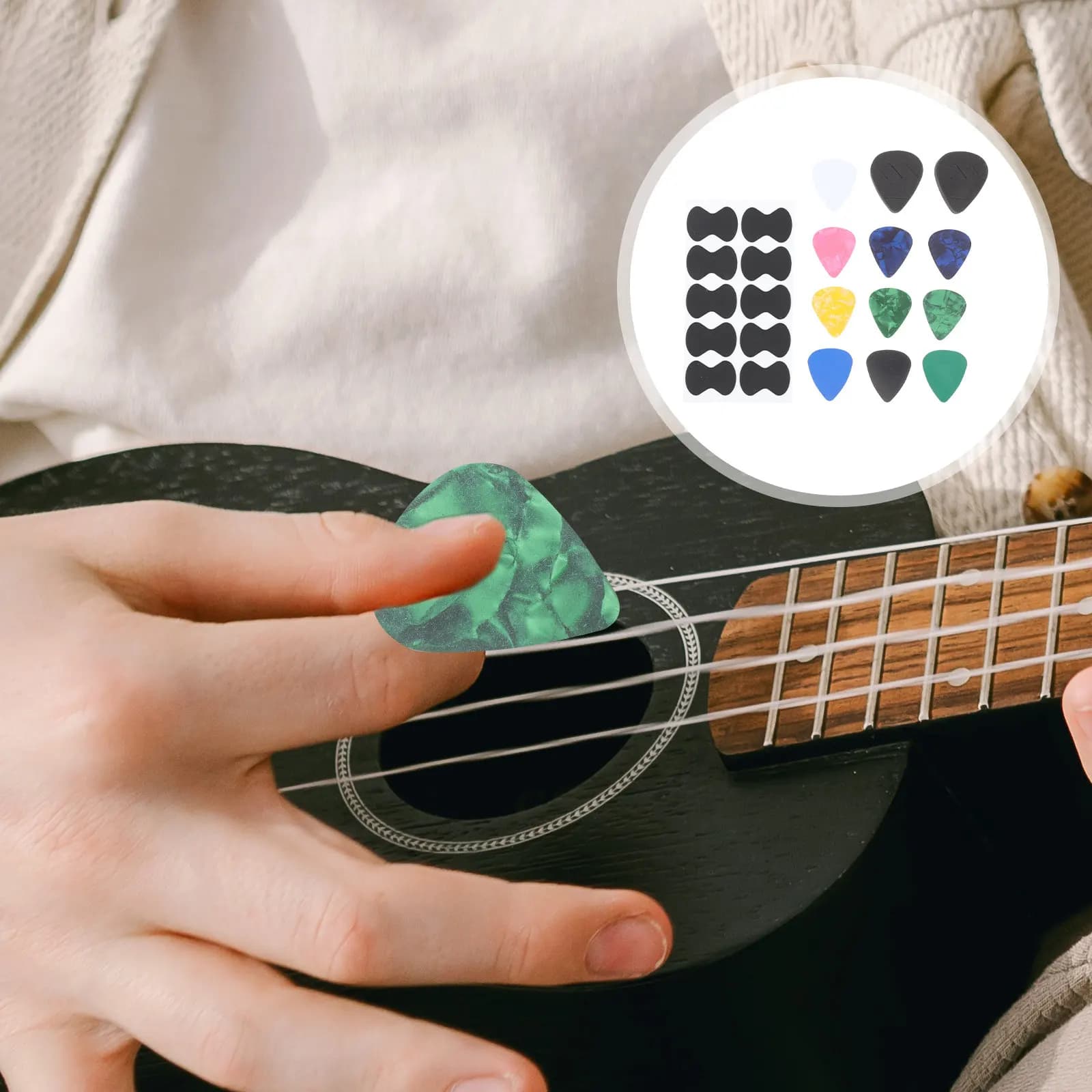 Set di 1 supporto antiscivolo per plettri da chitarra, ergonomico, in plastica premium, per pratica e performance dal vivo