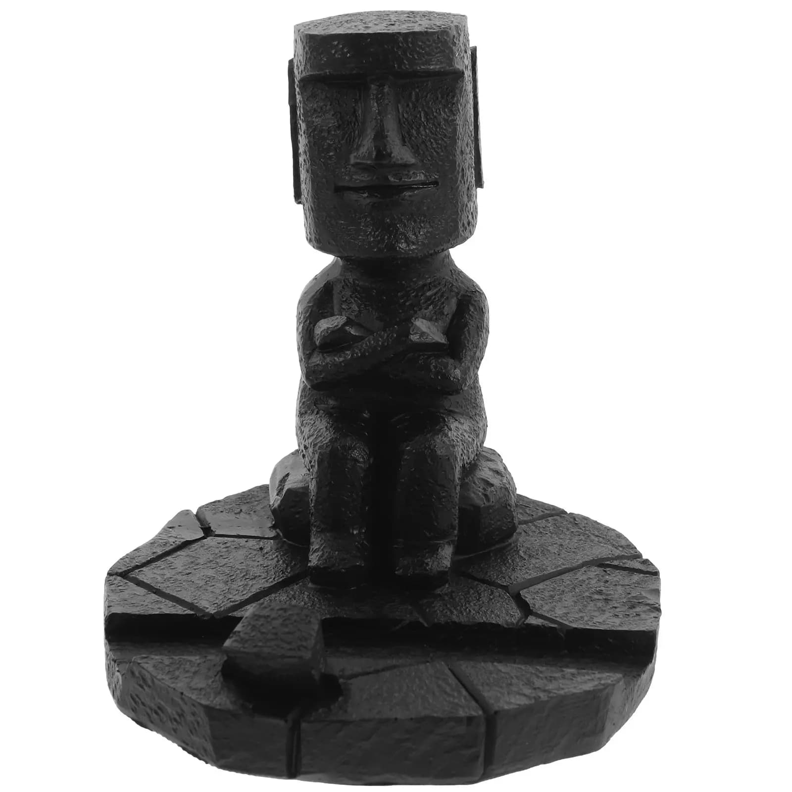 Statua di Moai da Scrivania in Resina, Supporto per Telefono, Portapenne, Organizzatore Creativo per Casa e Ufficio, Scultura Moderna