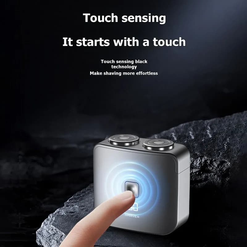 aADORN a Electric shaver for men with double head rotating head, for beard, useable dry or wet, rechargeable, portable