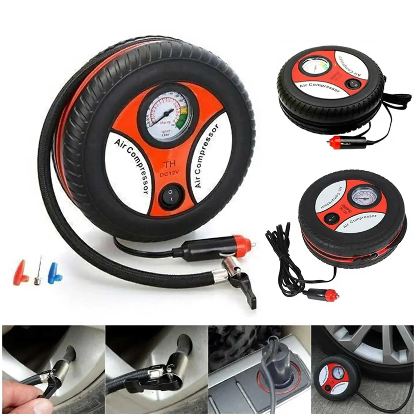 Strumento di manutenzione e riparazione auto Gonfiatore portatile per pneumatici Pompa per compressore d'aria Mini gonfiatore per auto compatto per uso domestico e in veicoli