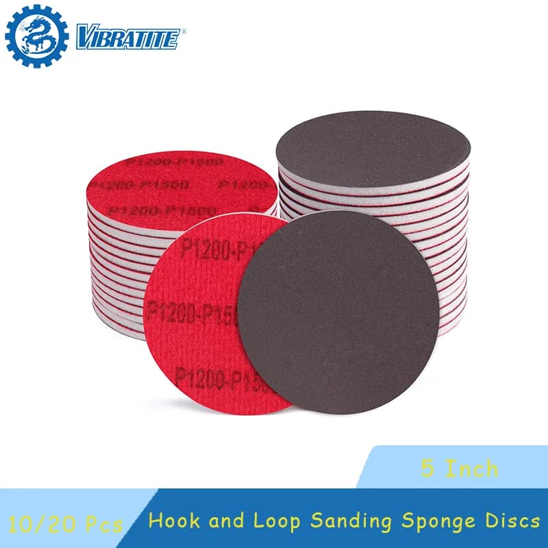 Abrasive sponge disc with hook and 5 inch ring assorted 120-2500 Girt 10/20 dry and wet pieces for dry wood panels and metal glass