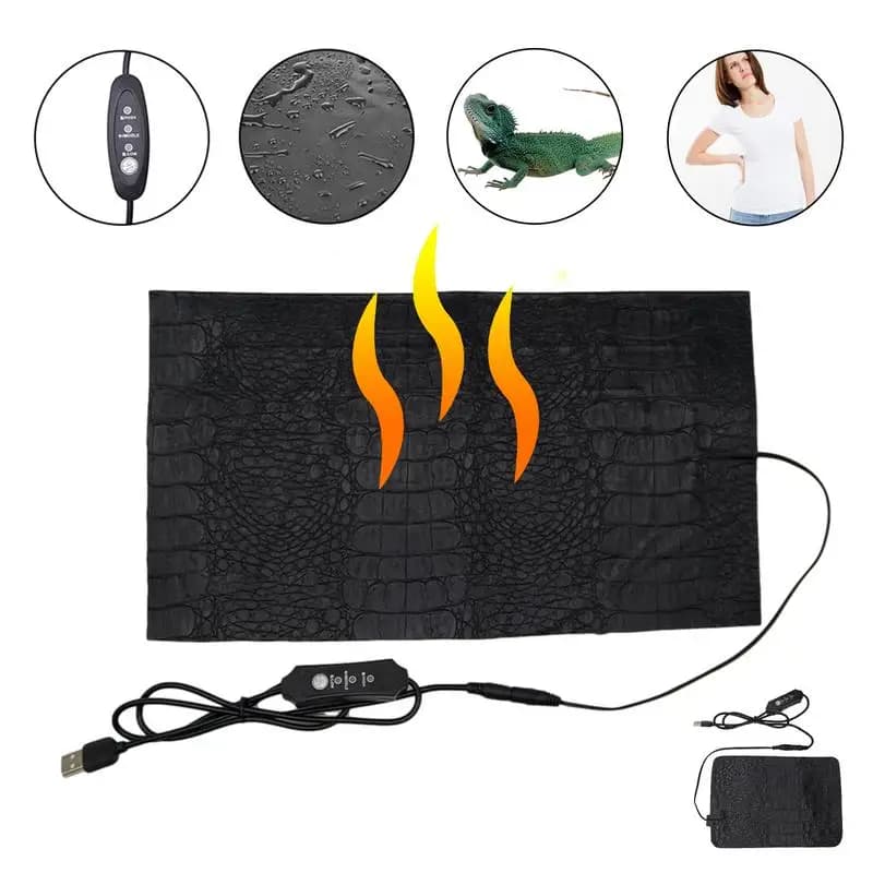 Tappetino riscaldante per animali domestici USB Tappetino termico per rettili per terrario Riscaldatore per coperta elettrica a 3 marce Tappetino riscaldante per rettili portatile regolabile