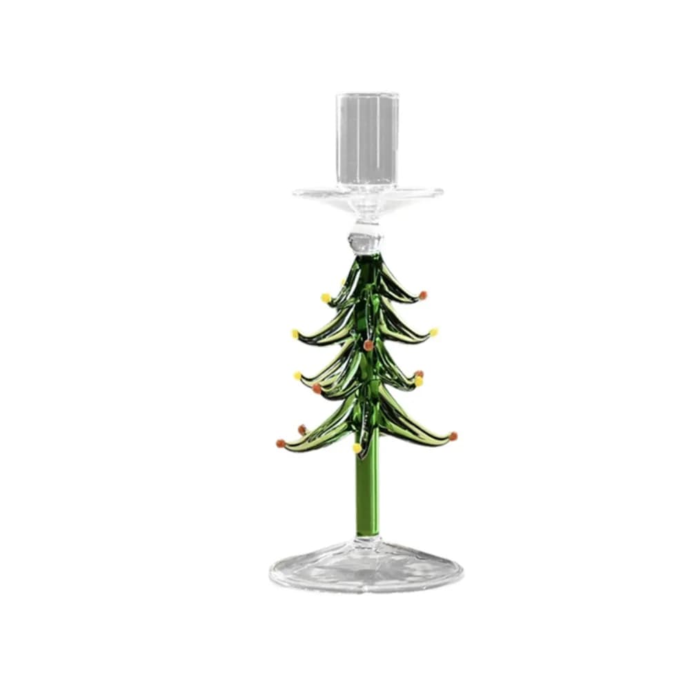 Nordic Style Christmas Trees Candlestick Glass Prevent Dripping Candle Holder Tall Foot Large Pallet Dinning Table Centerpiece