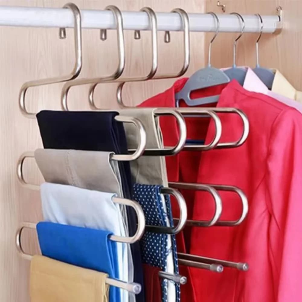 5 Layers Multi-functional Clothes Hangers Non-slip Pant Storage Rack Multiple Functions Clothes Trousers Scarf Storage Rack