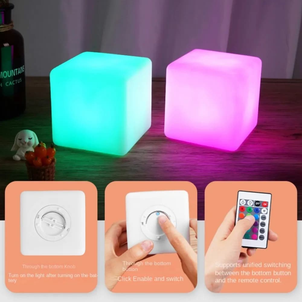 Lampada da tavolo a LED a cubo 16 colori dimmerabile comodino atmosfera luce festa vacanza camera da letto luci notturne KTV bar decorazione lampada da scrivania
