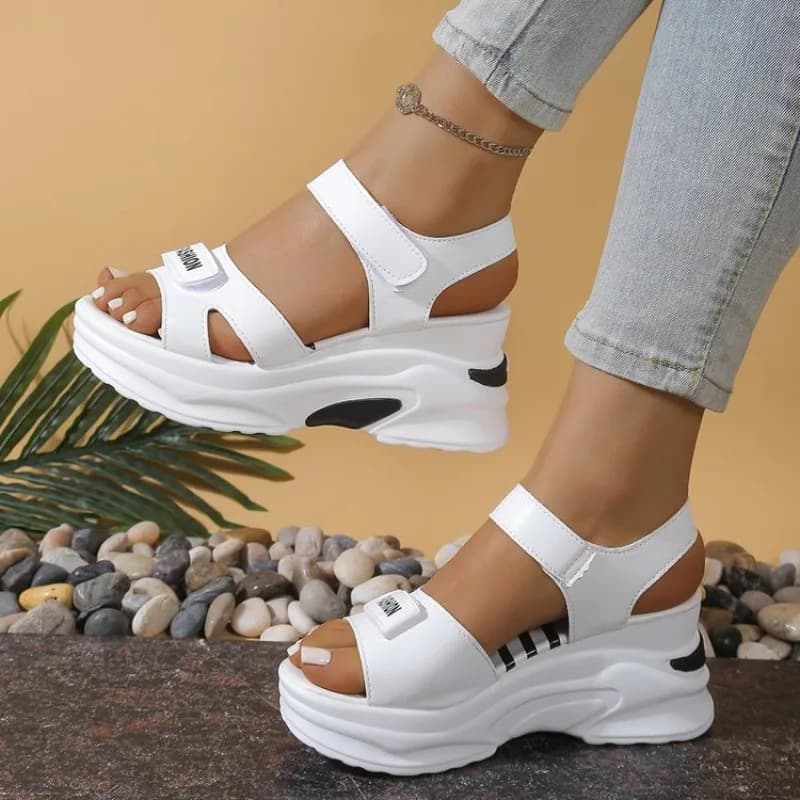 Nuovi Sandali con Zeppa e Piattaforma per Donne, Scarpe Estive alla Moda e Comode, Calzature Leggere Casual con Velcro per la Spiaggia