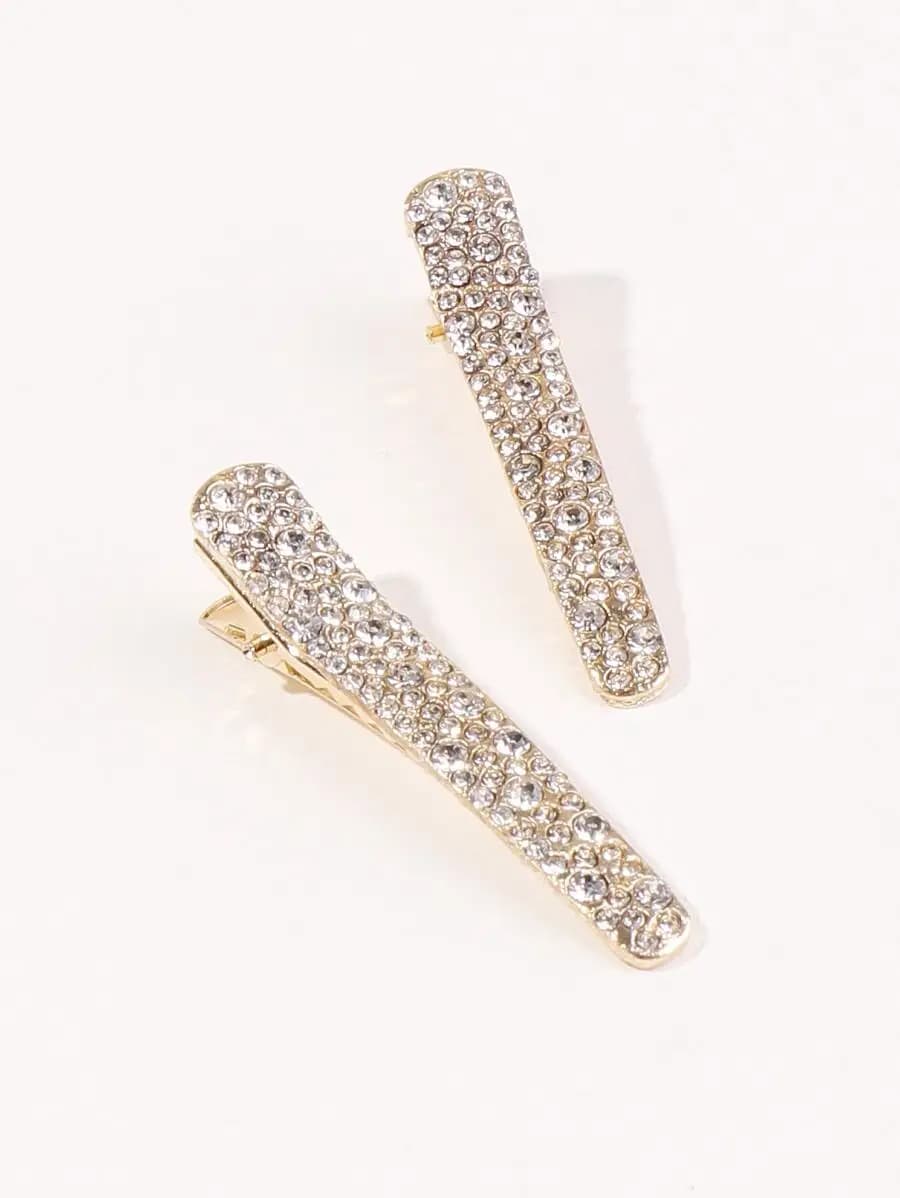 2 fermagli per capelli con decorazioni in strass per donna, fermagli a becco d'anatra, accessori per la scuola, per feste, accessori per la testa, forcine per capelli