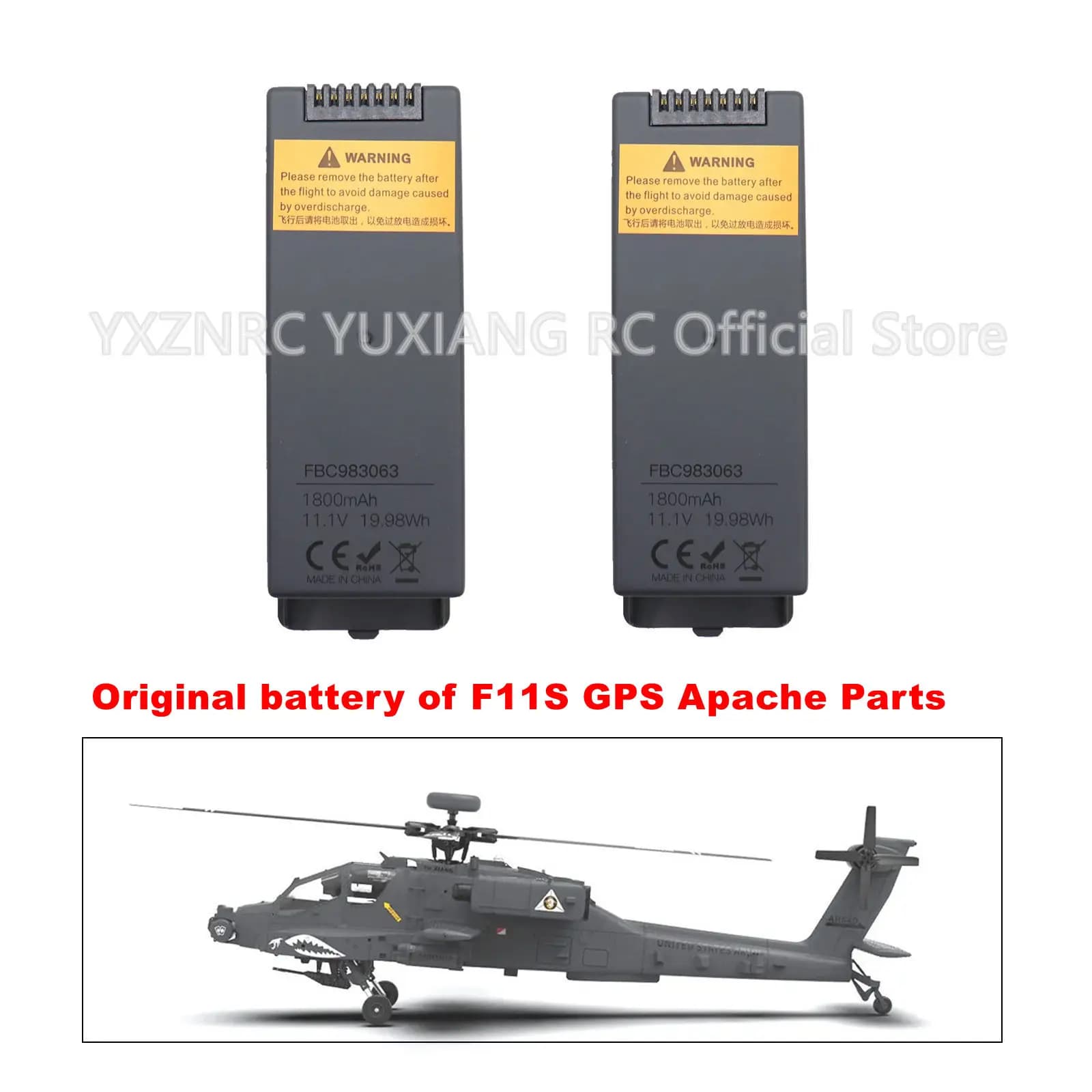 YXZNRC YUXIANG F11S AH-64 Apache 3D RC Parti di elicotteri Fusoliera Lama Grip Fusoliera batteria Accessori