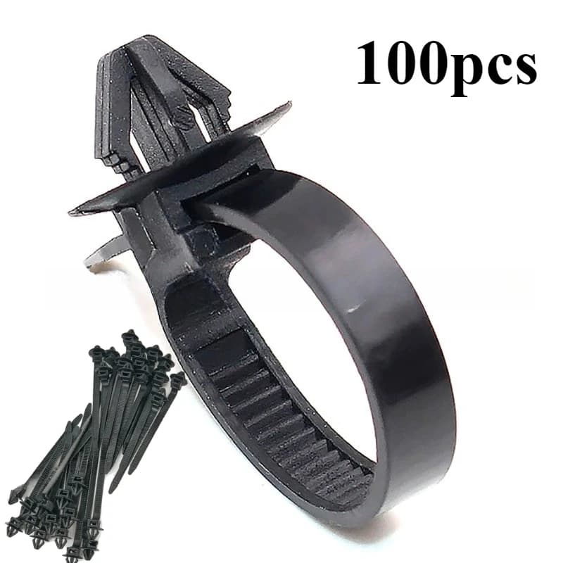 100-500PCS Car Nylon Black Cable Ties Push Mount Wire Harness Fastener Cable Clamp Clips Ties Management Car Wire Organizers