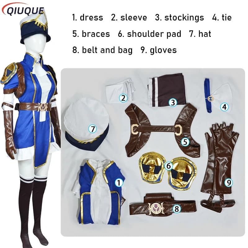 Anime Game Caitlyn Cosplay Costume The Sheriff of Piltover Cosplay Wig Women Halloween Carnival Party Outfit
