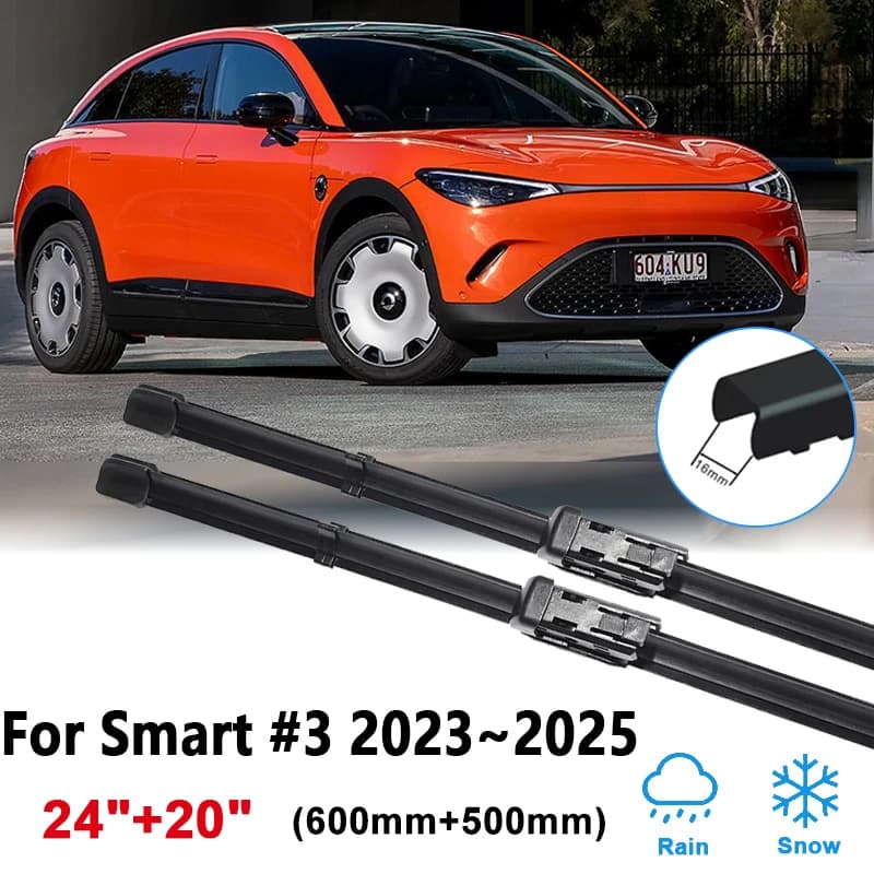 Tergicristallo anteriore posteriore per Smart 3 # 3 2023 2024 2025 Tergicristalli anteriori per parabrezza auto Lame Spazzole Taglierina Accessori auto puliti 24 "+ 17"