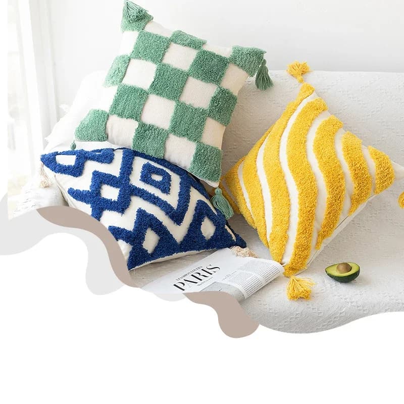 Boho Geometric Quilted Pillow Sheet Colorful Cotton Canvas Pillows Decorative Home cushions for Sofa