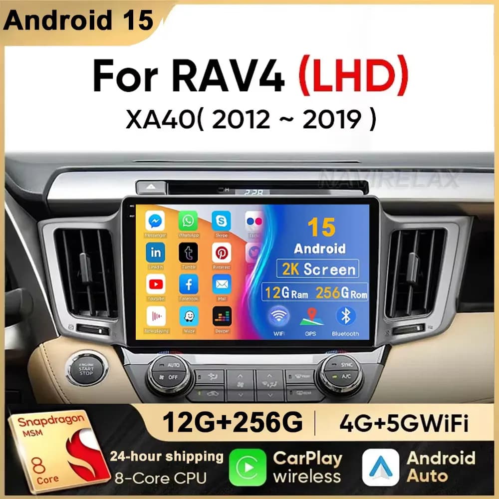 Auto Car radio For Toyota RAV4 RAV 4 Xa40 2012 2013 2014 2015 2016 2017 2018 2019 Stereo Multimedia Android Player BT Carplay