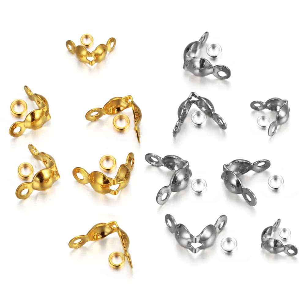 50 pz/lotto In Acciaio Inox Placcato Oro Connettore Chiusura Crimp End Perline Per Il Braccialetto Collana Catene Gioielli FAI DA TE Che Fanno Forniture