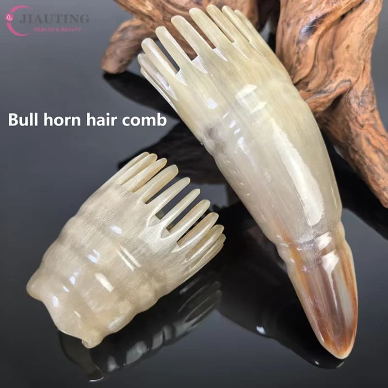 Massage comb in Natural Horn wide teeth, Brush for Embroidered Leather, Corno Pettini, Gua Sha, Manico Ergonomico, Districante, Massage for Removing Drill