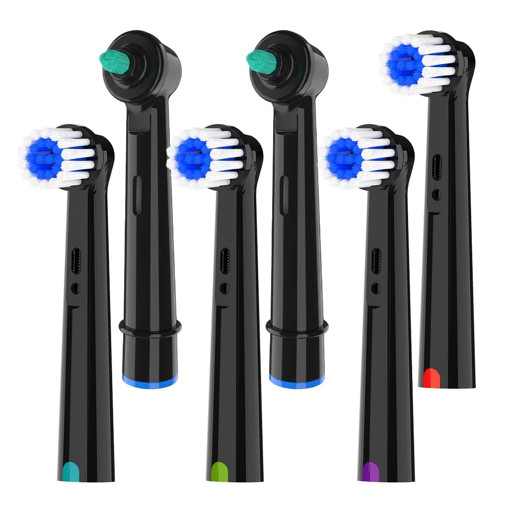 4 Rotating Soft Replacement Heads and 2 Interdent Heads Compatible with Oral B Electric Brush for 1000 100
