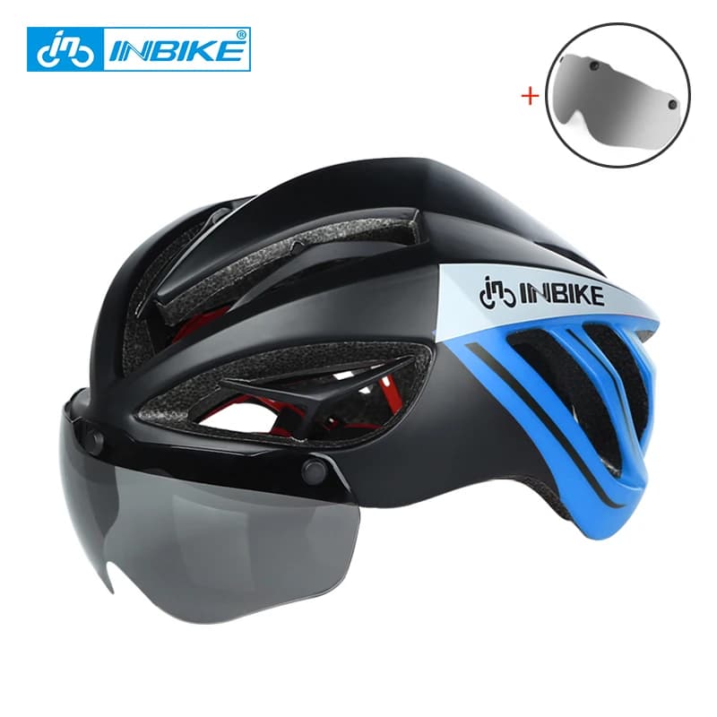 Bicycle Helmet INBIKE Clearance Professional ultralight professional road mountain bike helmet with windproof glasses Bike accessories