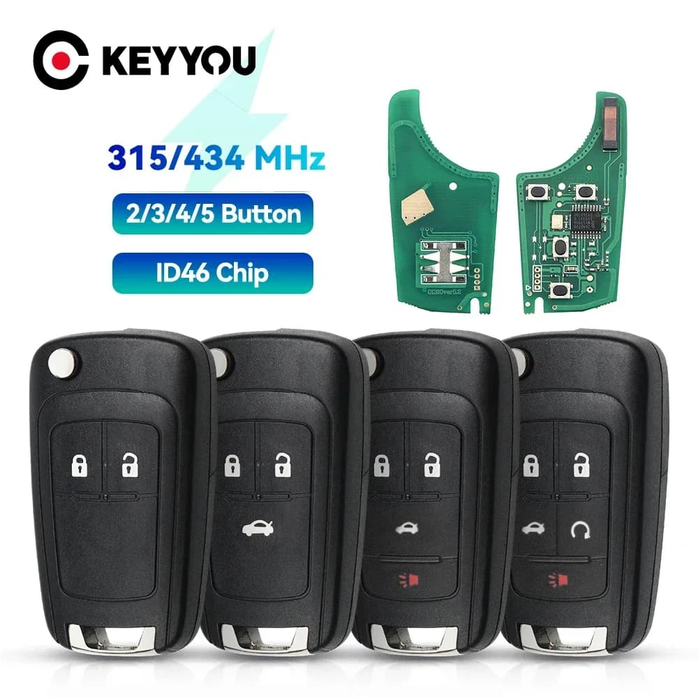 KEYYOU Per Chevrolet Cruze Sonic Malibu Impala Equinox Camaro Orlando Per Opel Vauxhall 1 PZ NUOVO 315/433 MHz ID46 Chiave A Distanza Dell'automobile