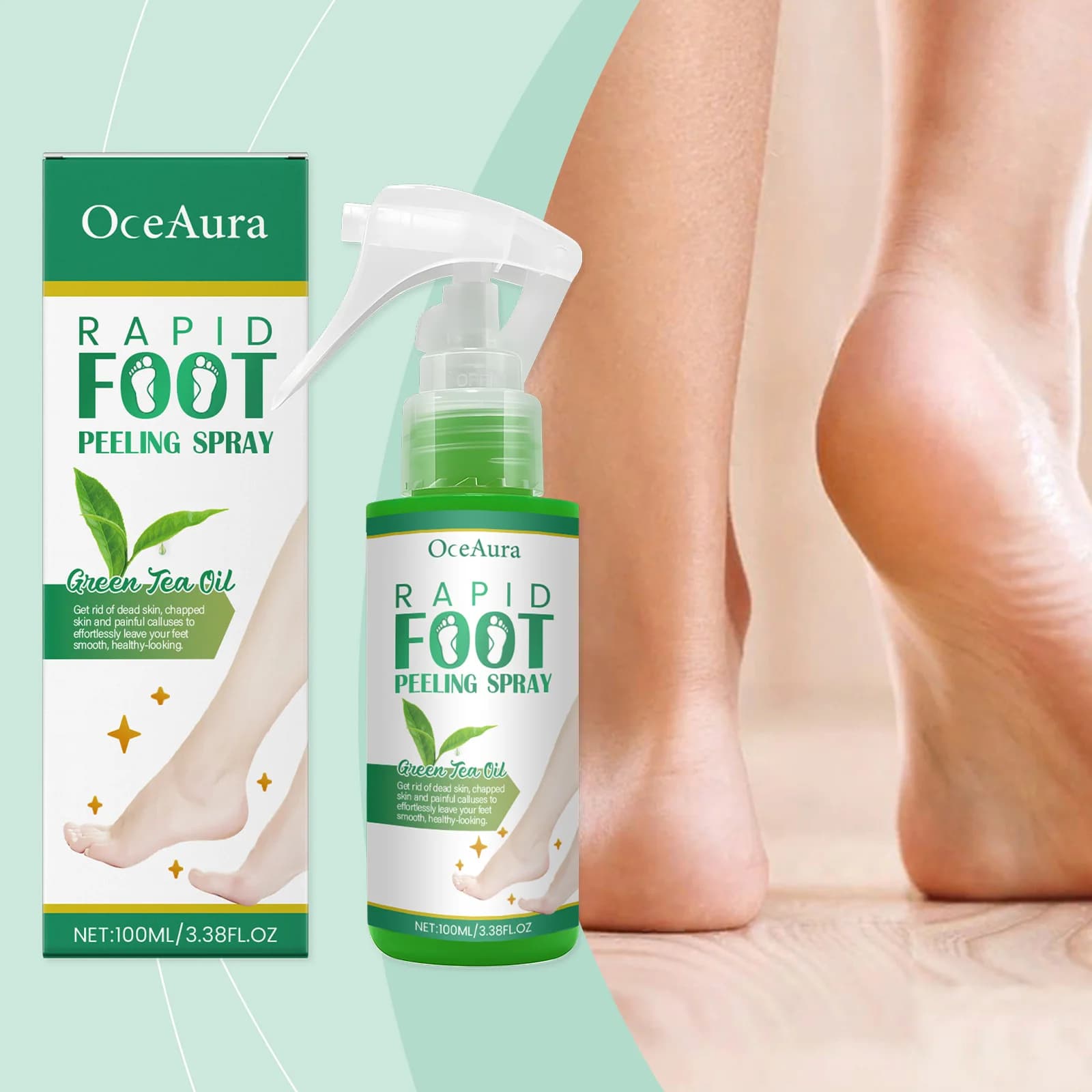 100ml Foot Exfoliating Spray, Removes Death and Calli Skin, Soft and Hydrating
