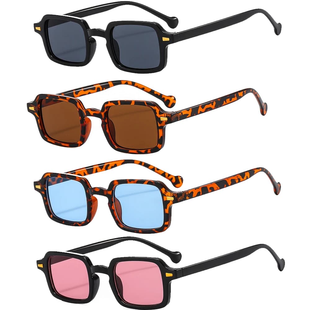 4 Pz/set Moda Lusso Rettangolo Occhiali Da Sole Donne Ovale Vintage Piazza Occhiali Da Sole Uomini Shades Occhiali Femminili Anti-riflesso