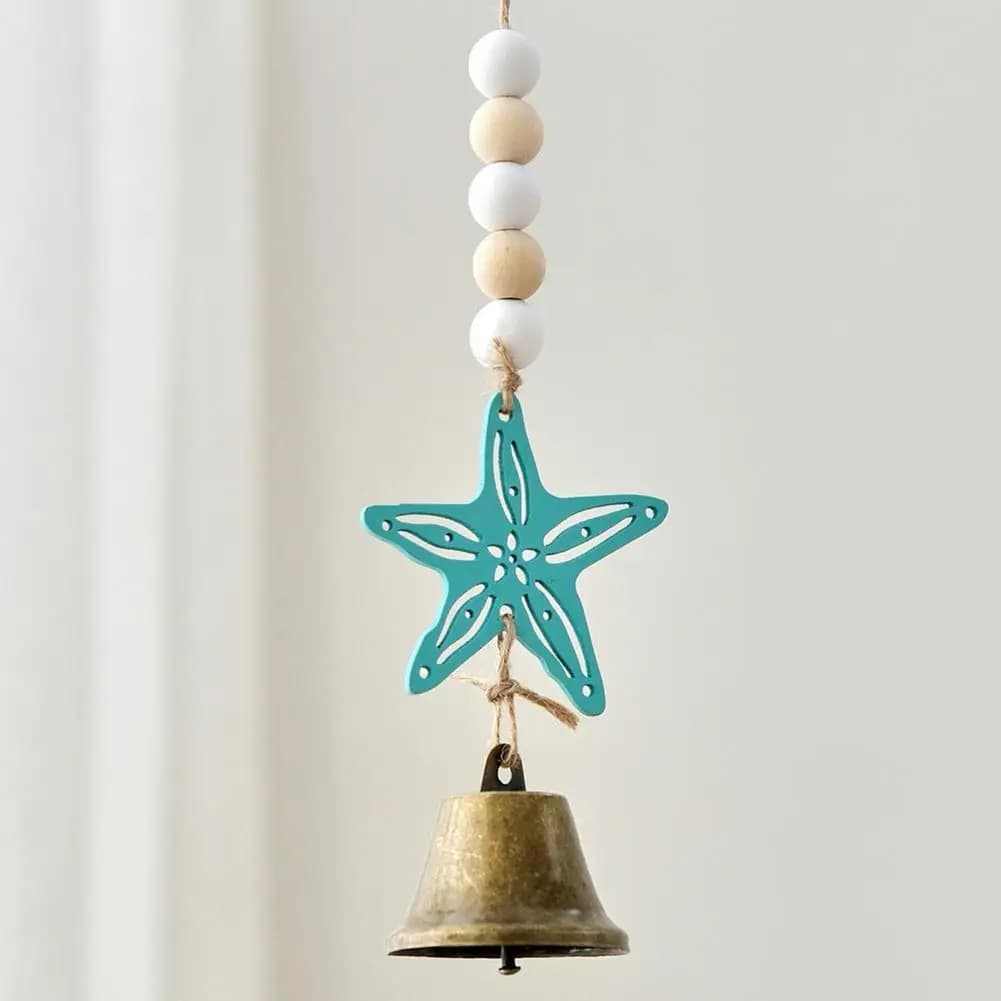 Easy Hang Wind Chime Handmade Wind Chime Beach Ocean Themed Bell Ornaments Summer Wooden Seahorse Wind Chime for Bedroom