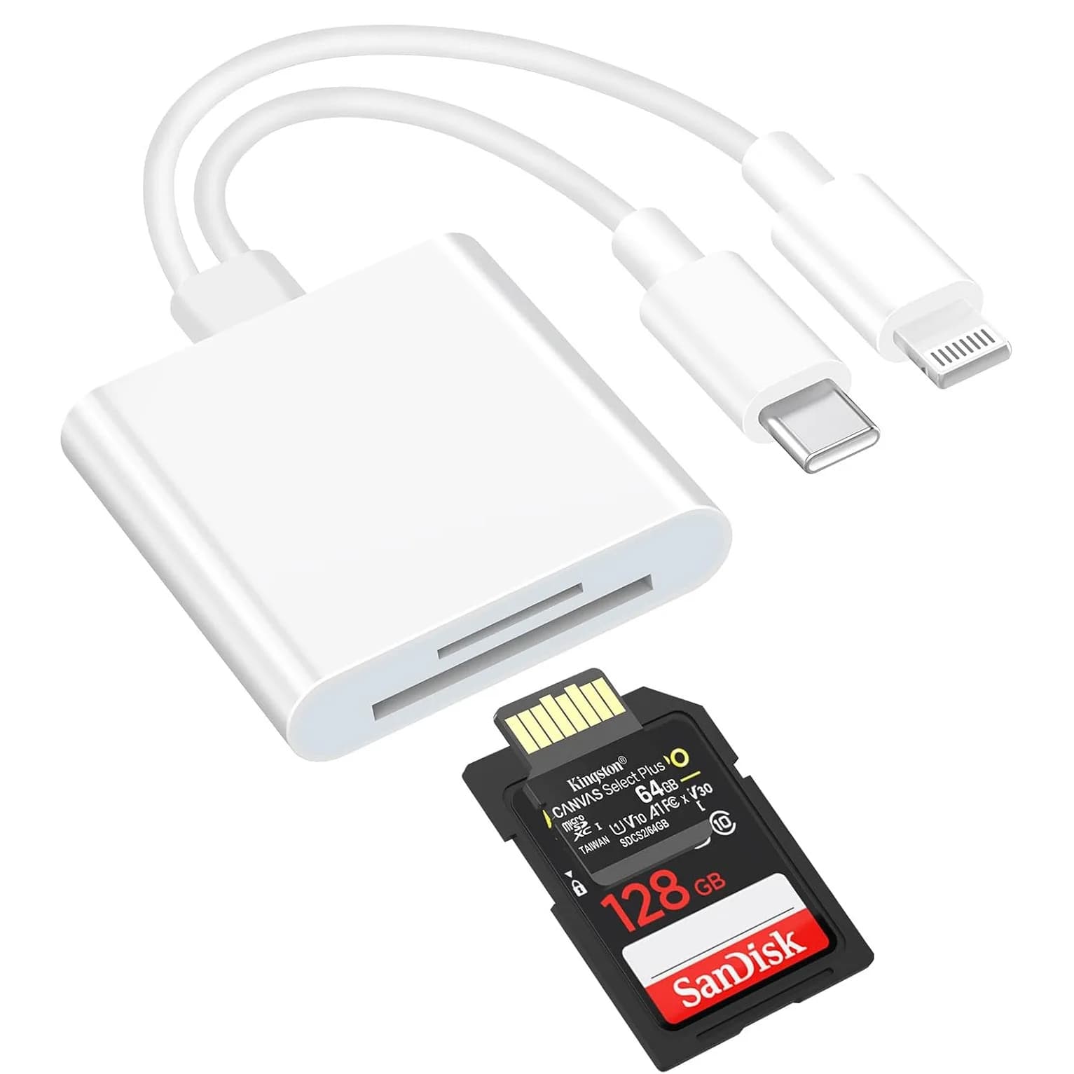 Lettore di schede OTG 2 in 1 Illuminazione di tipo C Adattatore per scheda di memoria SD TF a doppia porta per iPhone/IPad PC Lettore di schede portatile Nessun APP richiede