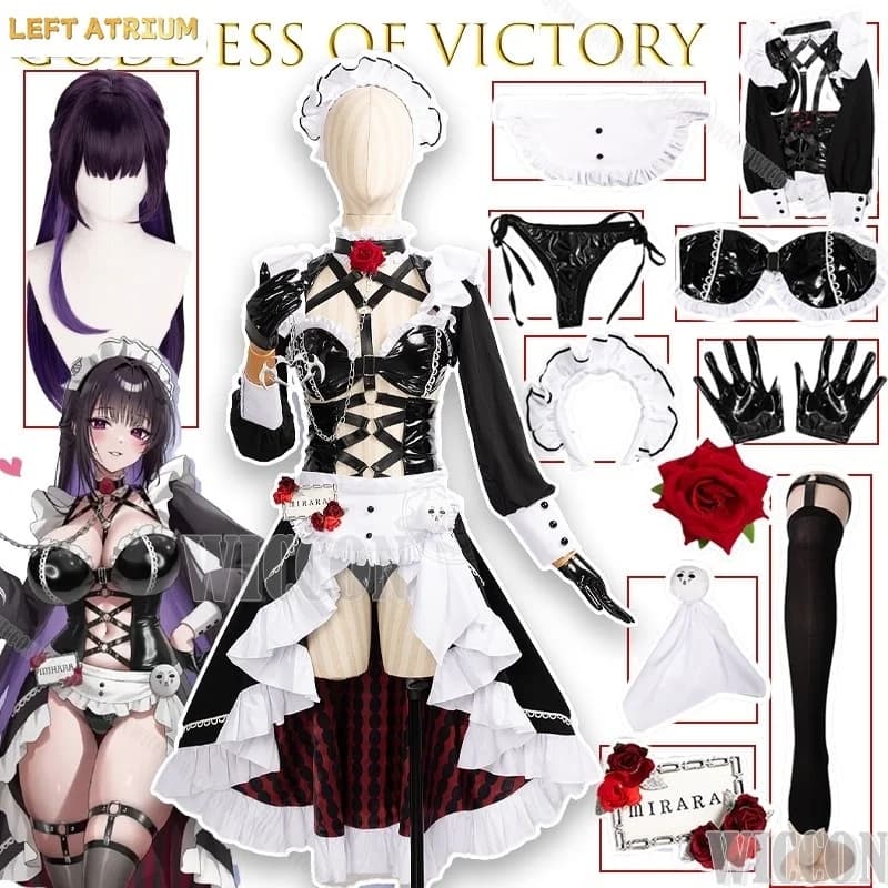 ‌ ‌ ‌ Costume Cosplay della Dea della Vittoria Nikke, Collezione Gallery Cafe Mihara, Abito Anime, Vestito da Cameriera Carino per Feste e Comic Con