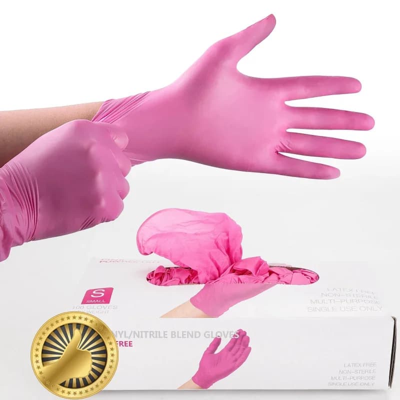 Guanti in nitrile vinile rosa 100 pezzi per uso alimentare impermeabili anallergici monouso donna ragazza guanti di sicurezza sul lavoro pulizia della casa