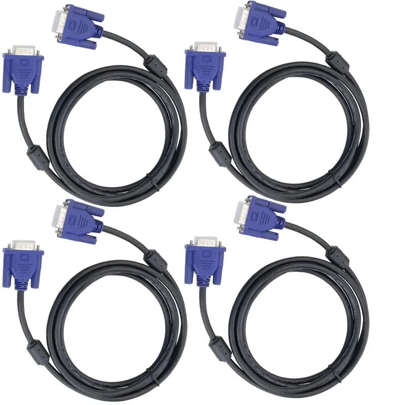 Confezione da 4 cavi da VGA a VGA, connettore convertitore di estensione video da VGA maschio a maschio HD15 da 5 piedi per monitor di computer, schermo, proiettore, PC, TV