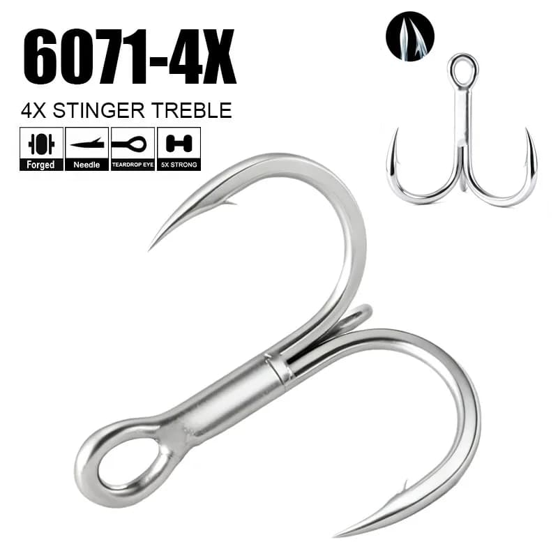 6071-4X Modello Rinforzato: Ancorette Barbed con Nuovo Rivestimento Antiruggine - Ami da Pesca in Acciaio ad Alto Tenore di Carbonio (Vendita all'Ingrosso)