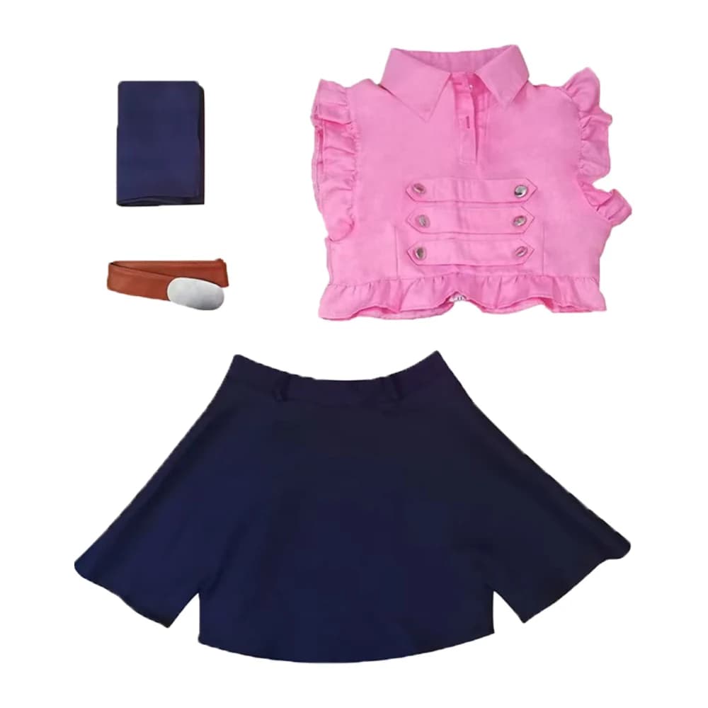 Costume Cosplay Elizabeth Liones for Women, Top, skirt, belt and tie Fantasy, Outfit for Role Games, Women's Dress for Halloween and Mask Party