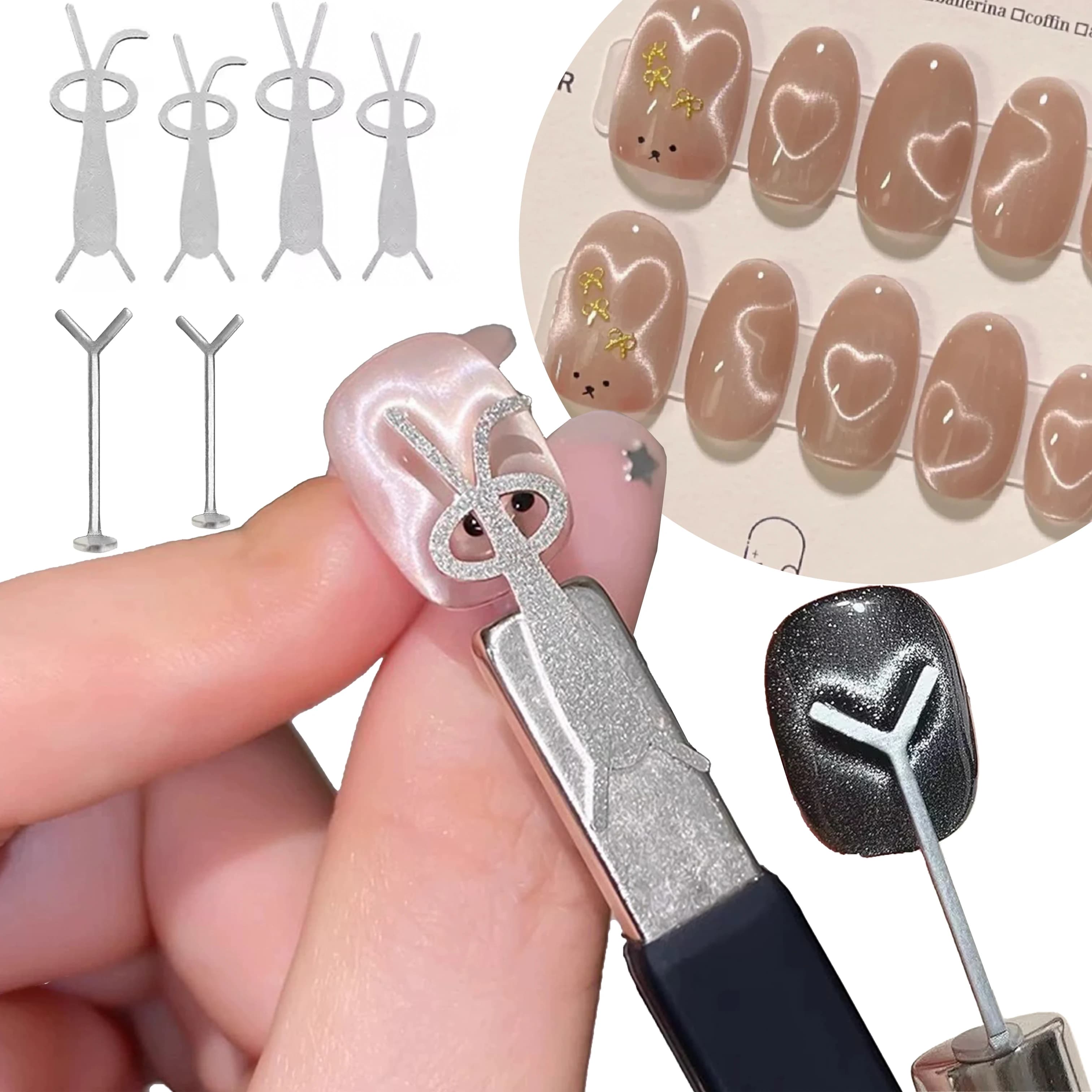 3D Simpatico Coniglio Amore Cuore Succhiare Occhio di Gatto Magnete Stick Strumenti per Nail Art Piccolo Pezzo di Ferro Strumento Ausiliario Magnetico per Unghie Gel