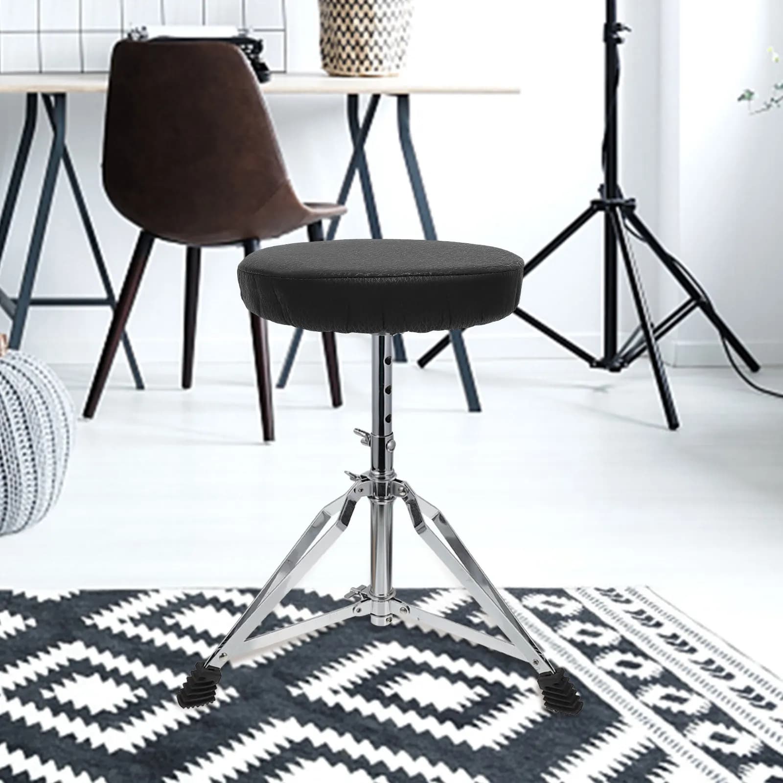 Round Stool Cover Black Elastic Thick Barstool Seat Cushion Slip Resistant Round Chair Cushion Protector for Home Bar