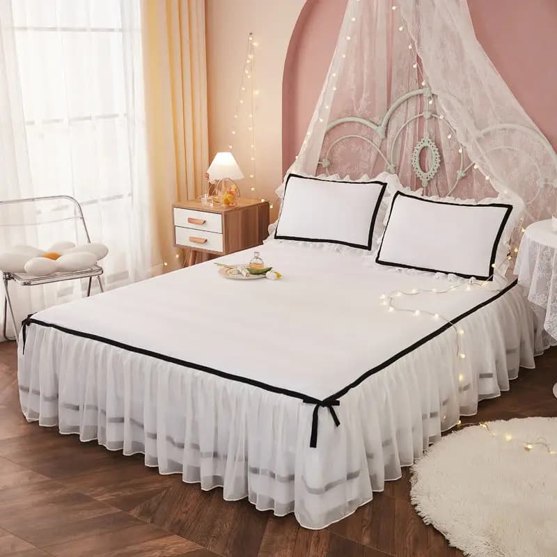Bed dress Lace skirt set lace textile bedspread for home skirt solid bedspread bed linen