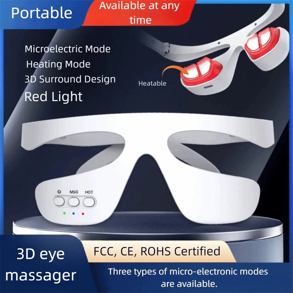 Red Light Eye Massager 3D Surrounding Microcurrent Eye Beauty Device Eye Lifting Portable Eye Massage Instrument Eye Fatigue