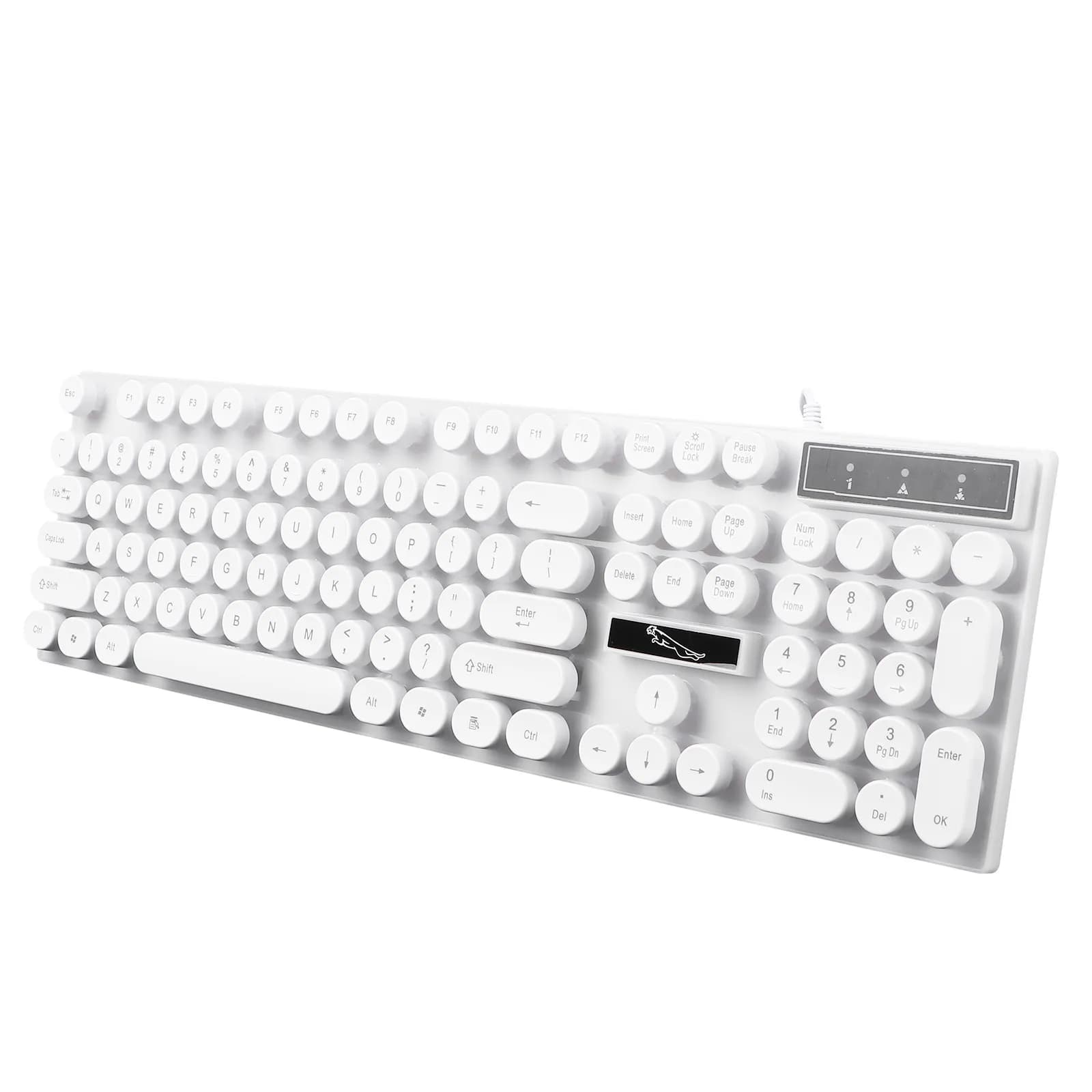 Tastiera USB luminosa con tasti rotondi, design ergonomico per computer, laptop, telefono, tablet, portatile, ideale per i viaggi, creativa ed elegante