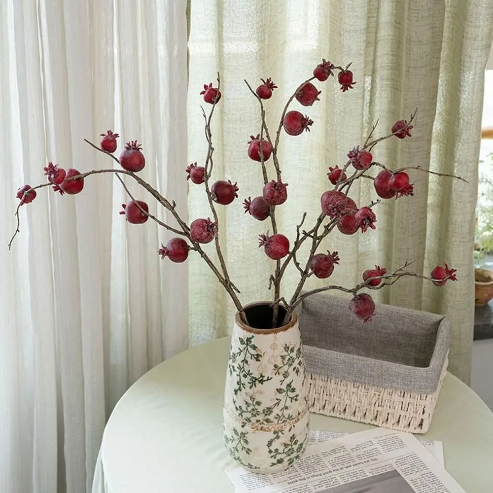 11 Fruit Artificial Pomegranate Branches Realistic Handmade Foam Fruits Branches Plastic Elegant Fake Plants