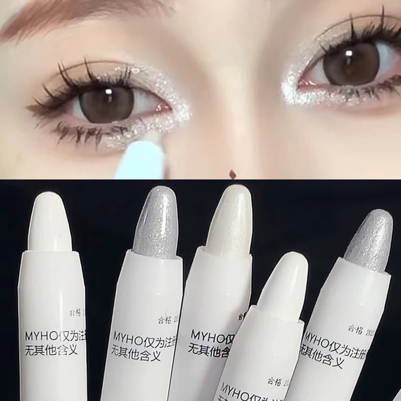 Waterproof Glitter White Eyeshadow Highlighter Pencil Long-lasting lasting Silkworm Pearlescent Silver trucco per gli occhi coreano