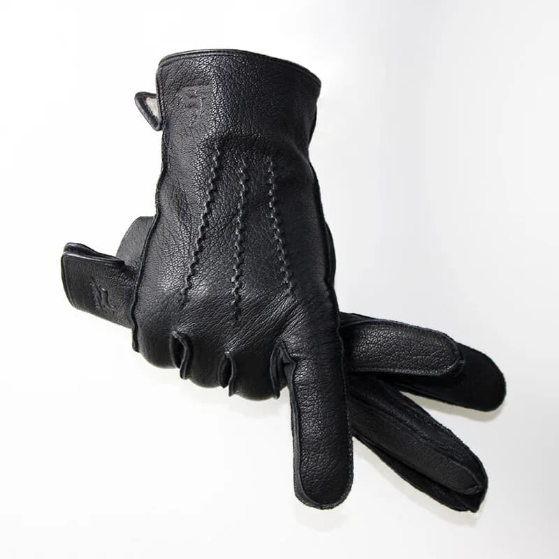 Guanti in pelle di daino Moda uomo Cucitura esterna Moto Ciclismo Autunno e inverno Fodera in velluto Fodera in lana calda Driver