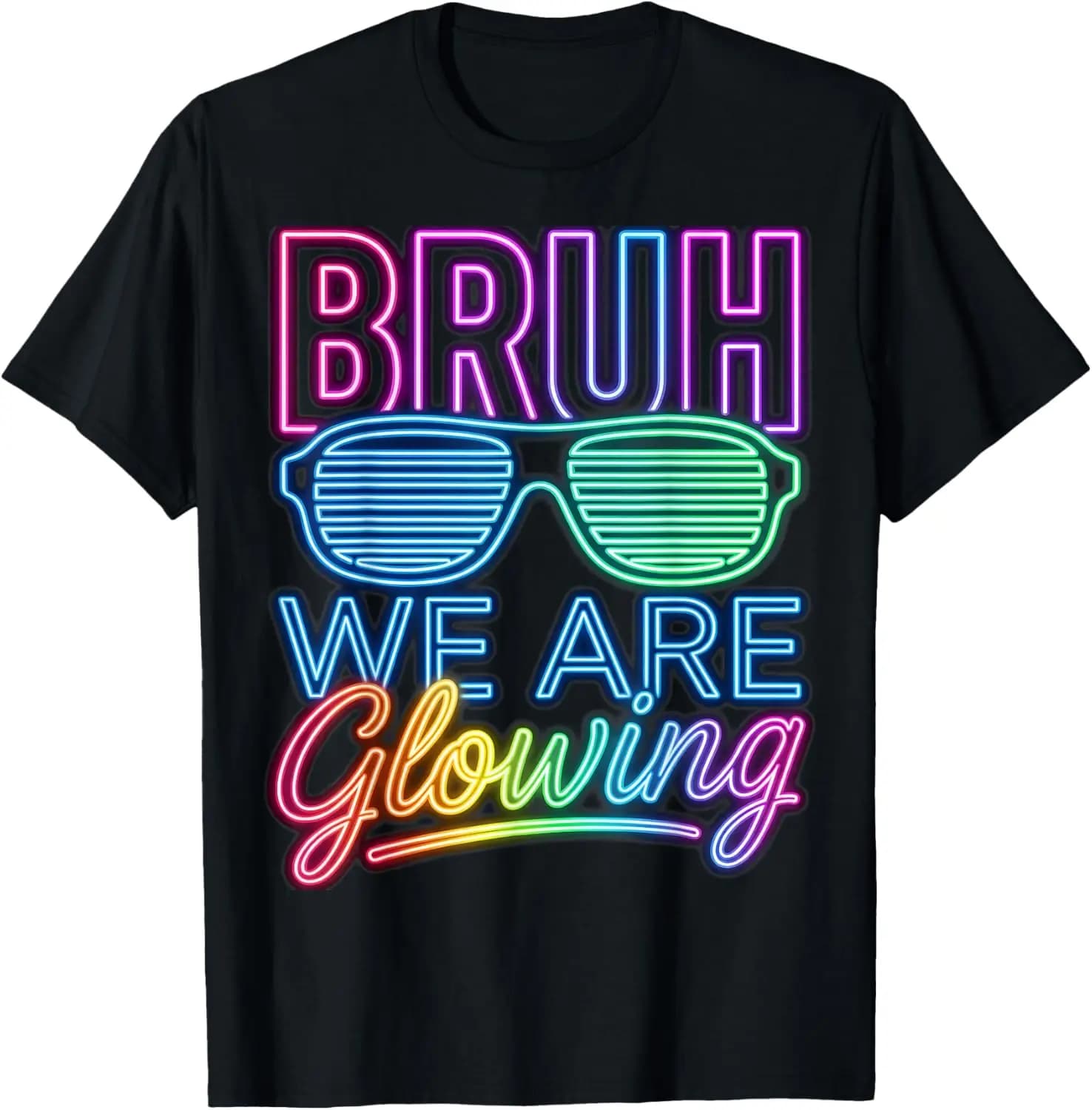 Vibrant Bruh We Are Glowing Retro School Event T-Shirt Summer Short-Sleeved Breathable Sweat-Wicking Versatile Trendy T-Shirt