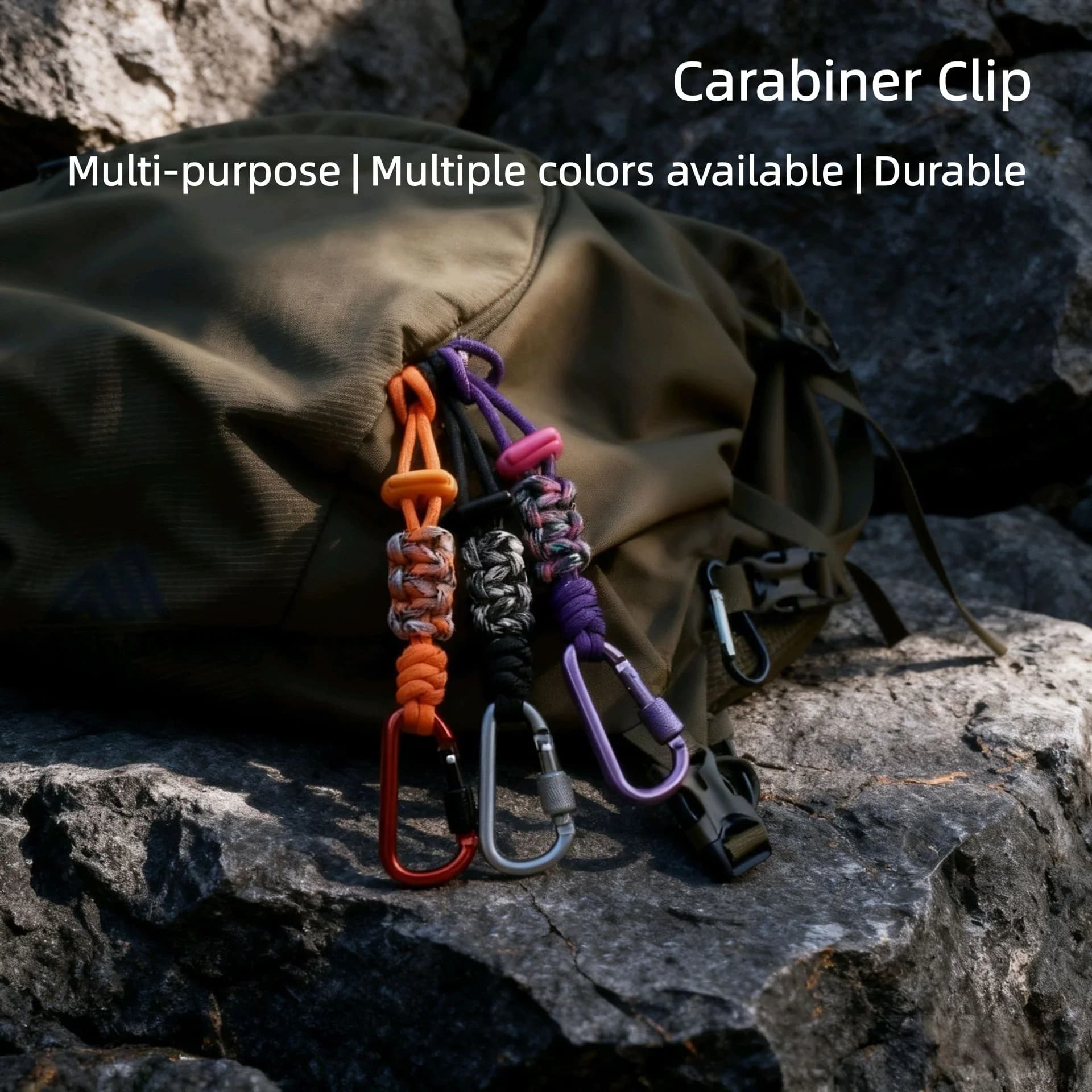 Moschettone da Esterno Multiuso per Appendere Zaini, Borracce e Cordini in Paracord - Attrezzatura Outdoor Resistente