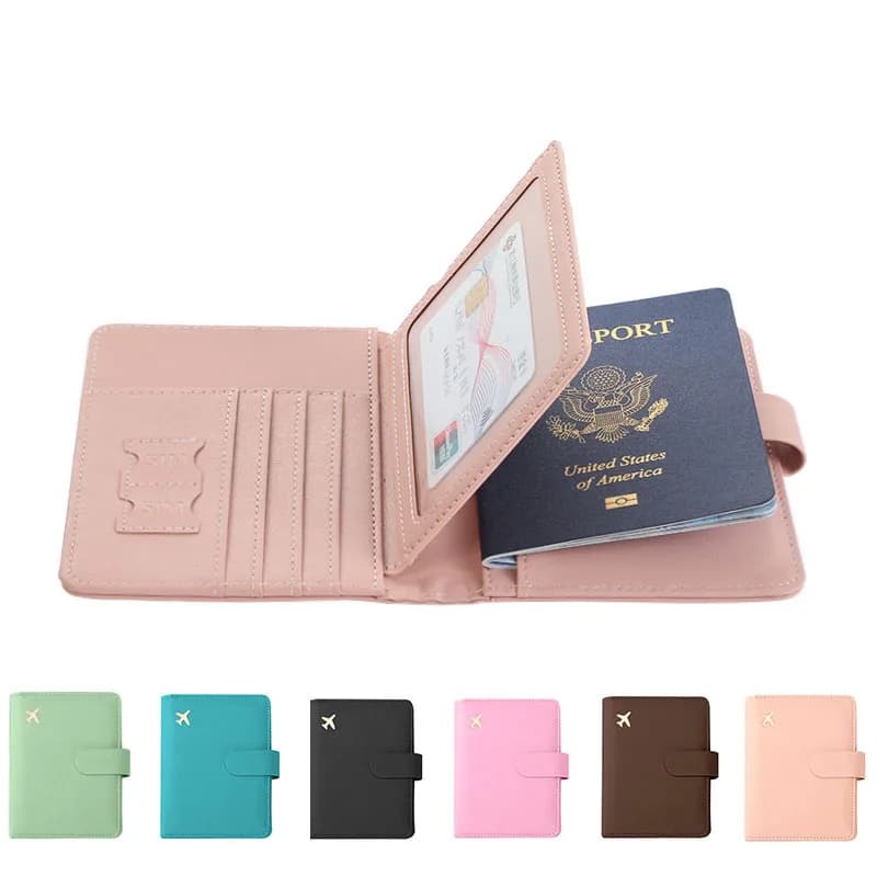 Leather Passport Holder Covers Case Waterproof Travel Credit Card Wallet Cute Passport Book for Women/Men Buckle Passport Cover