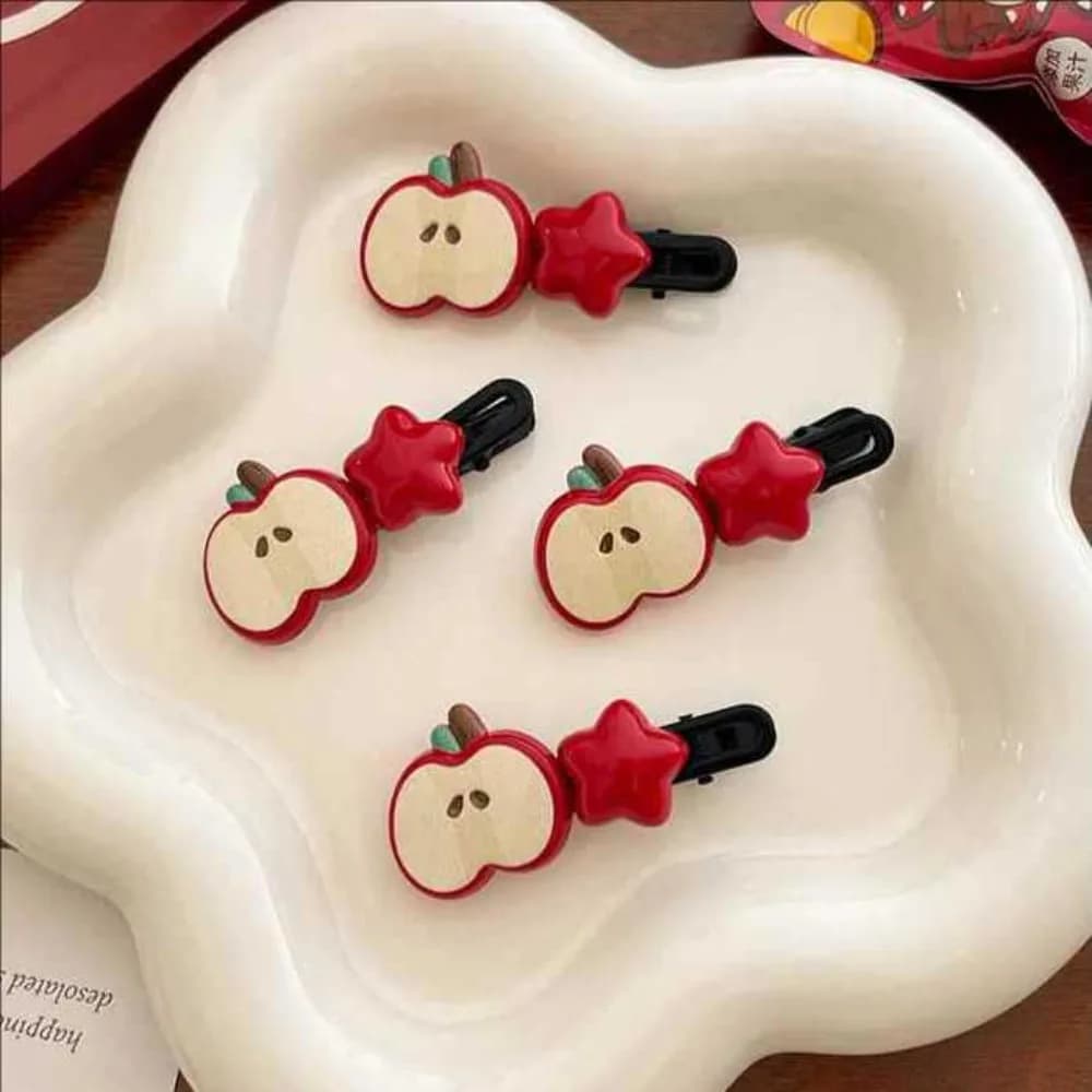 2/4Pcs Girls Hair Accessories Cartoon Apple Star Duckbill Hair Clip Cute Forehead Head Side Bangs Hairpin Children Headdress